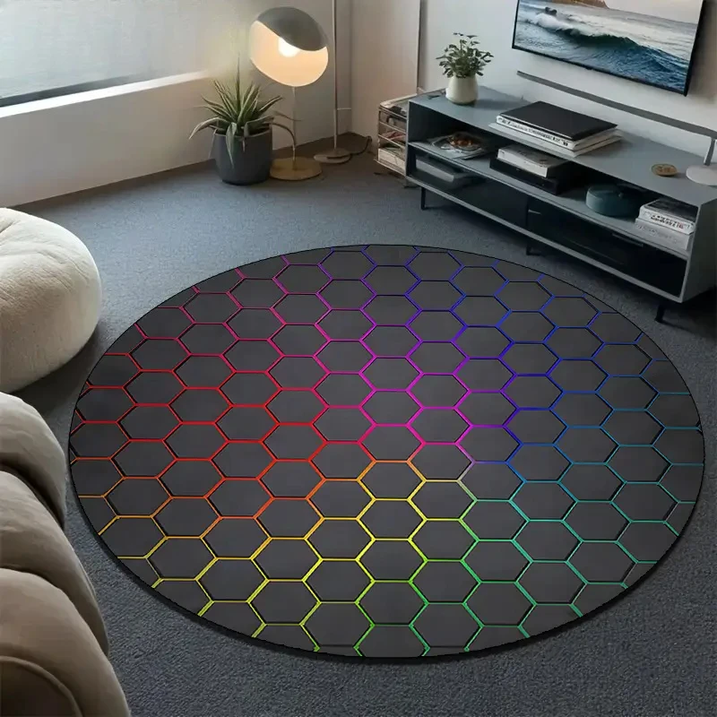Round Rug – Soft Carpet for Game Room, Living Room or Bedroom Gaming Decor