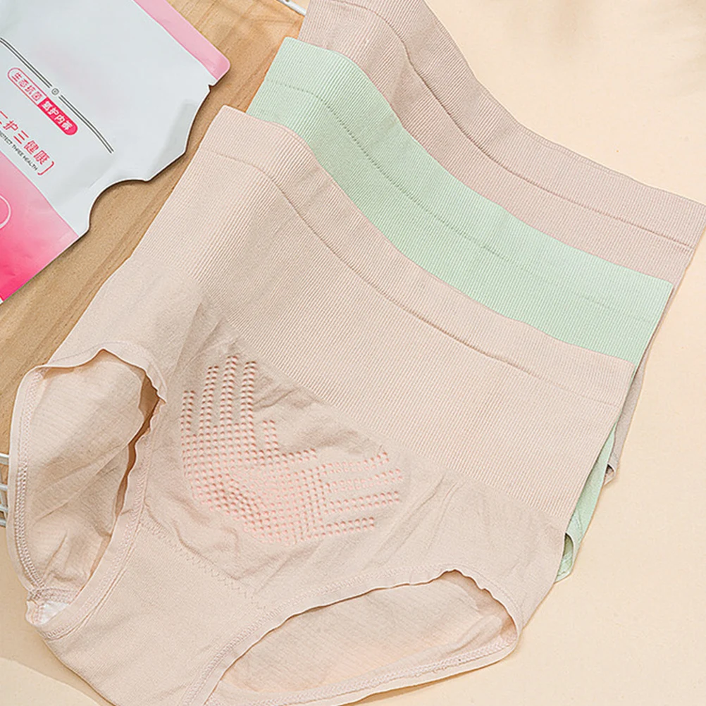 

3pcs Warm Abdomen Underwear For Women Cotton Ladies Underpants Middle Waist Health Panties Breathable Comfortable Warm Belly