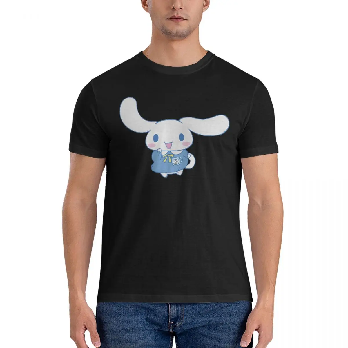 Sanrio Men T Shirts Cinnamoroll Vintage Tee Shirt Short Sleeve O Neck T-Shirt Cotton Original Clothing