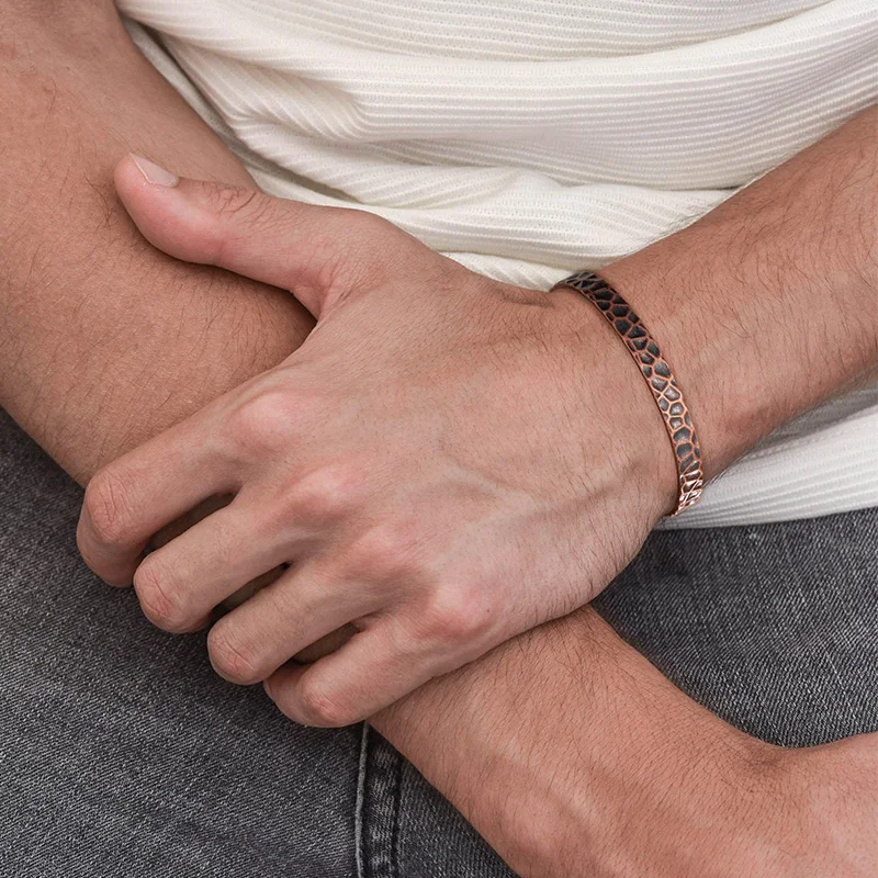Reine Kupferarmbänder für Damen und Herren, wasserdichte Heilungsarmbänder für Herren, verstellbare klobige Heilungs-Kupferarmreifen, Schmuck – Detail 10