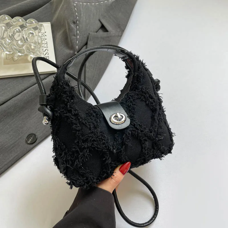 

New Denim Diamond Bag Women's Fashion Shoulder Messenger Bag Versatile Commuter Small Square Bag
