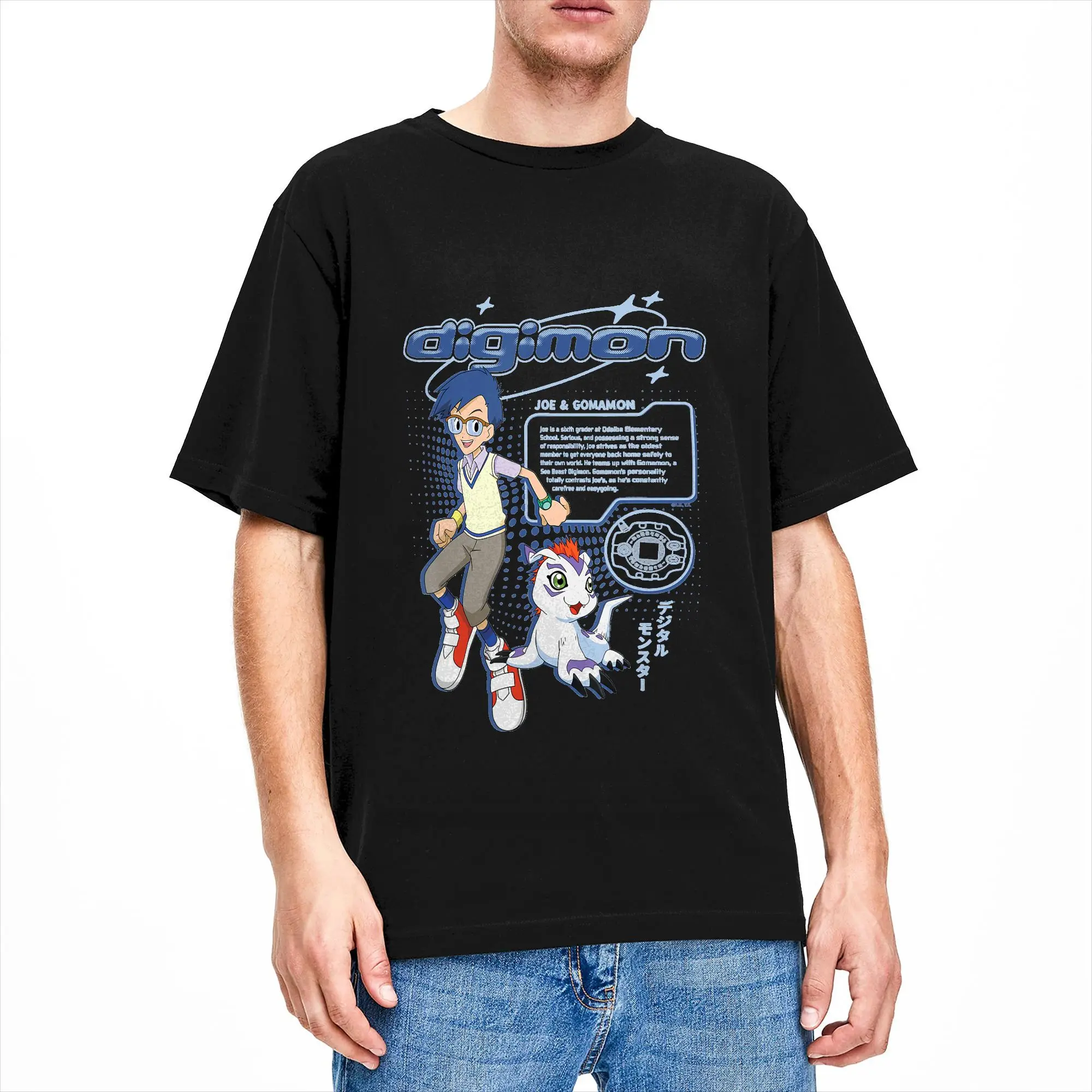 Men's Digimon Joe and Gomamon Y2K Computer Digital Monsters T Shirt  100% Cotton Tops Novelty Short Sleeve Round Neck Tees