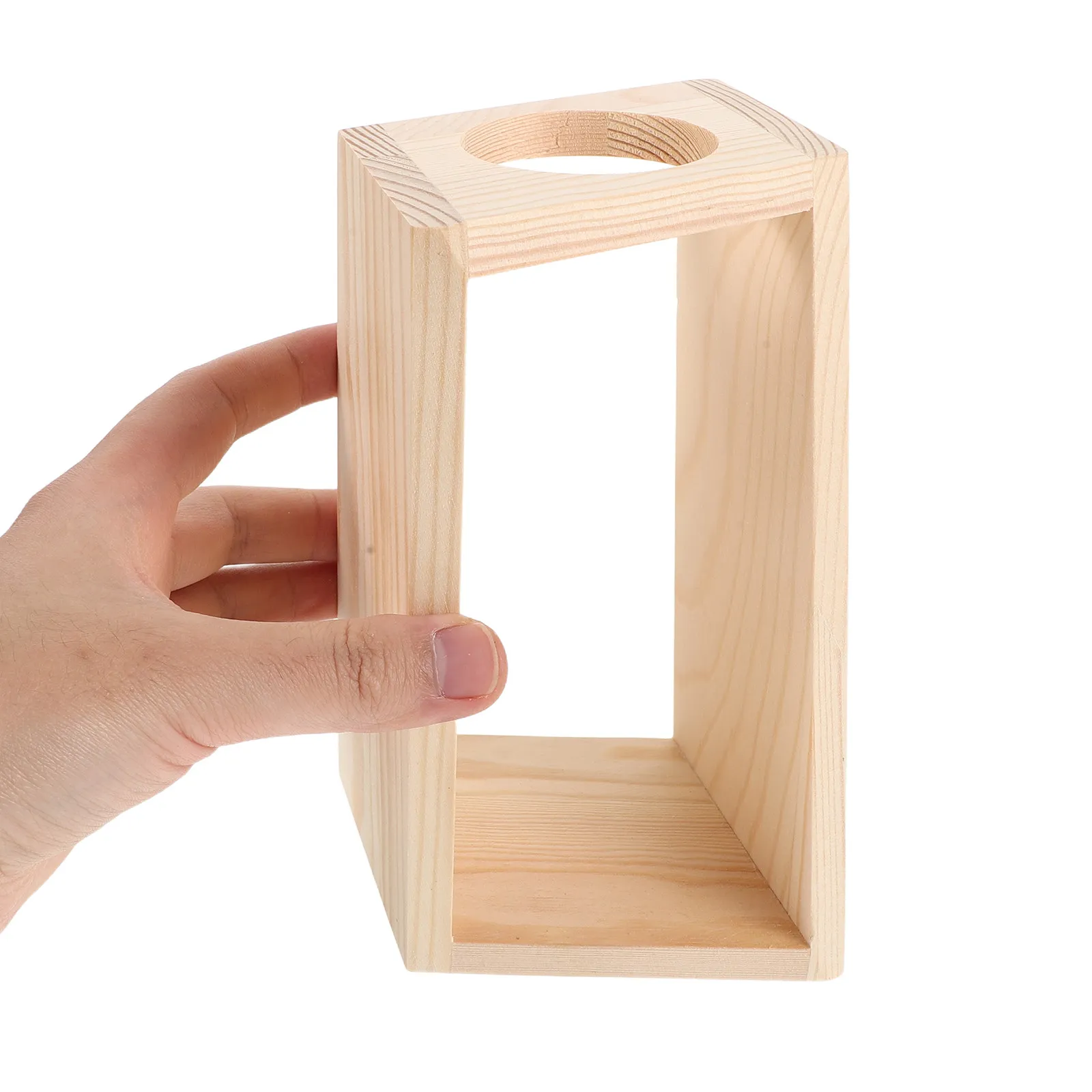 Hydroponic Plant Tube Stand Single Slot Wood Rack Beige Stable Propagation Station for Home Desktop Display Vase Holder