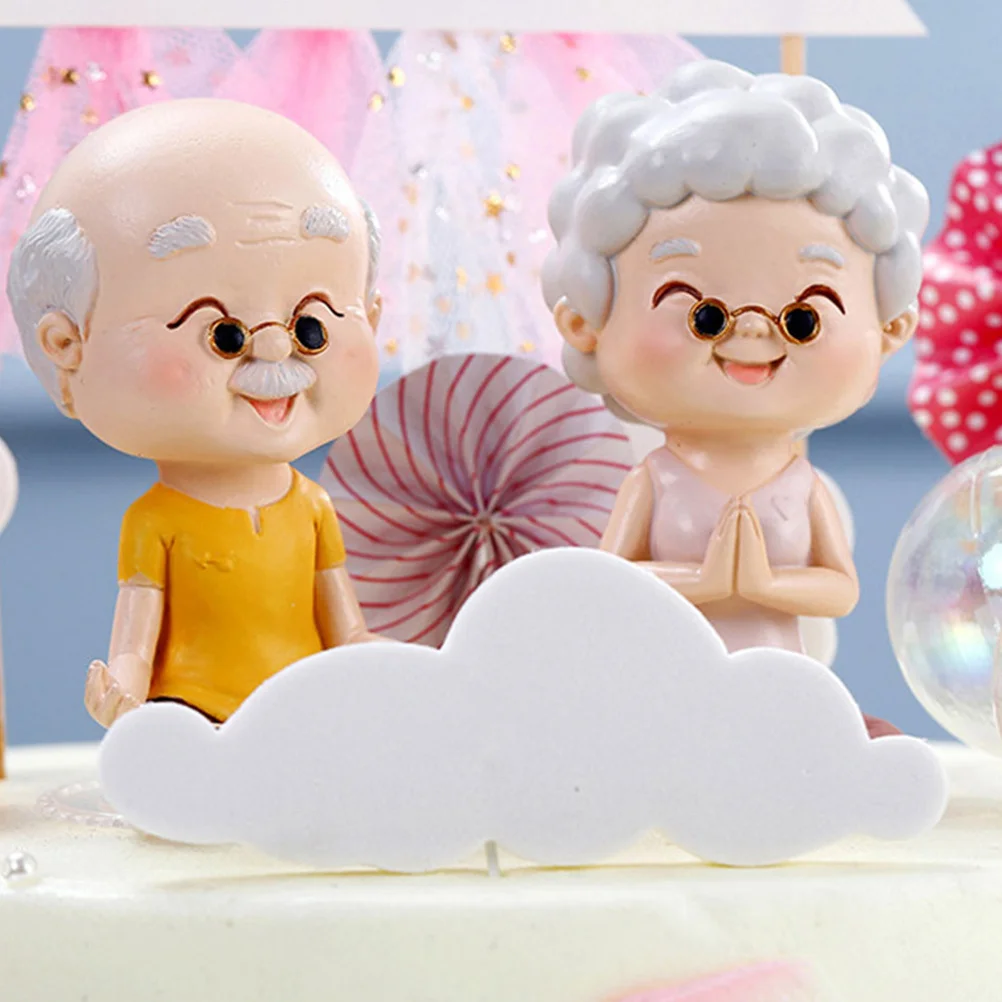 

2Pcs Elderly Couple Yoga Statue Resin Craft Symbol of Lasting Love Home Desktop Cake Decoration Gift for Anniversary Valentine