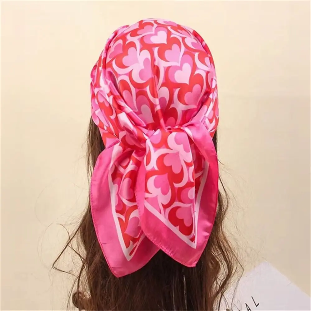 Lightweight 70x70cm Square Silk Scarf Elegant Spring Summer Yellow Neck Scarf Lemon Print Head Wrap Hair Band for Women Scarves
