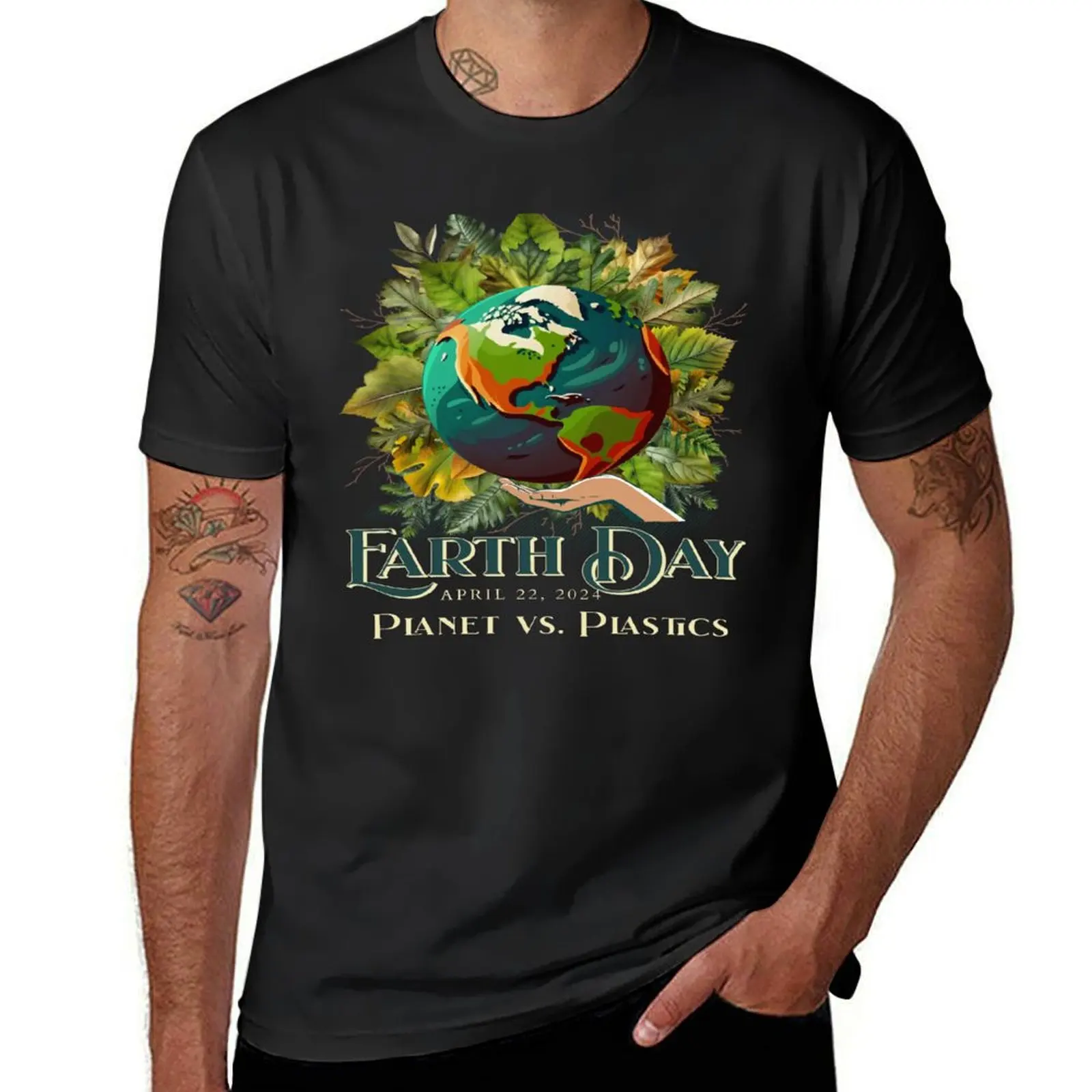 

Earth Day 2024, Planet Vs. Plastics global T-Shirt blue archive mens t shirts top quality