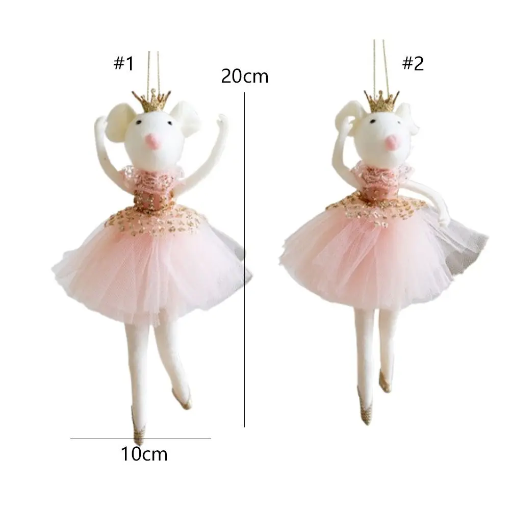 Rosa natale balletto topo ciondolo maglia vestito morbido angelo ragazza ornamenti squisito carino albero di natale decorazioni appese