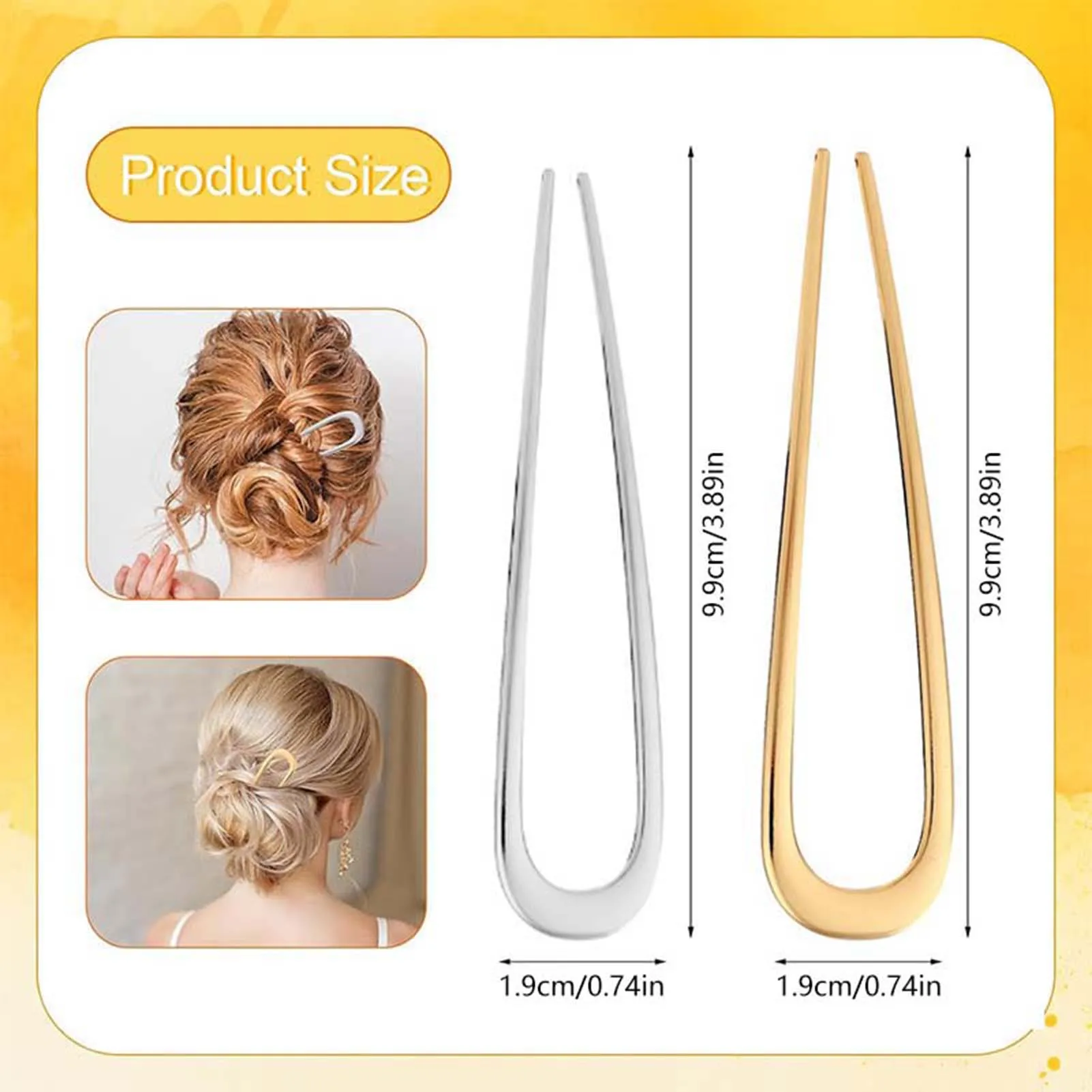 French U Shaped Hair Pins Vintage Metal Hair Forks Sticks for Women Thick Hair Styling Accessories Gold Silver Color Bun Tool view 4