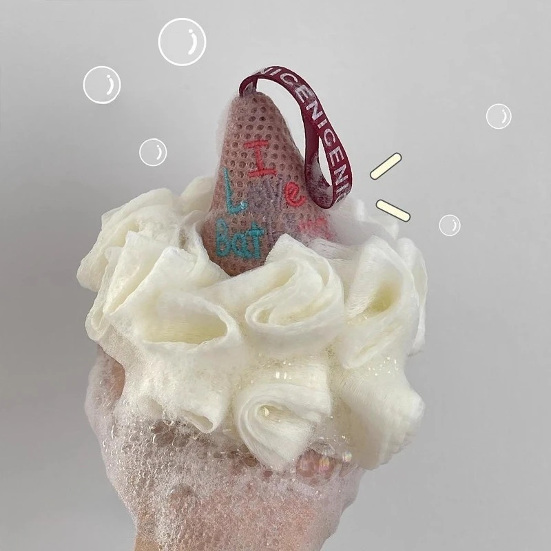 

Симпатичная бомбочка для ванны с мороженым, очень большой скруббер для душа унисекс, инструмент для купания двойного назначения