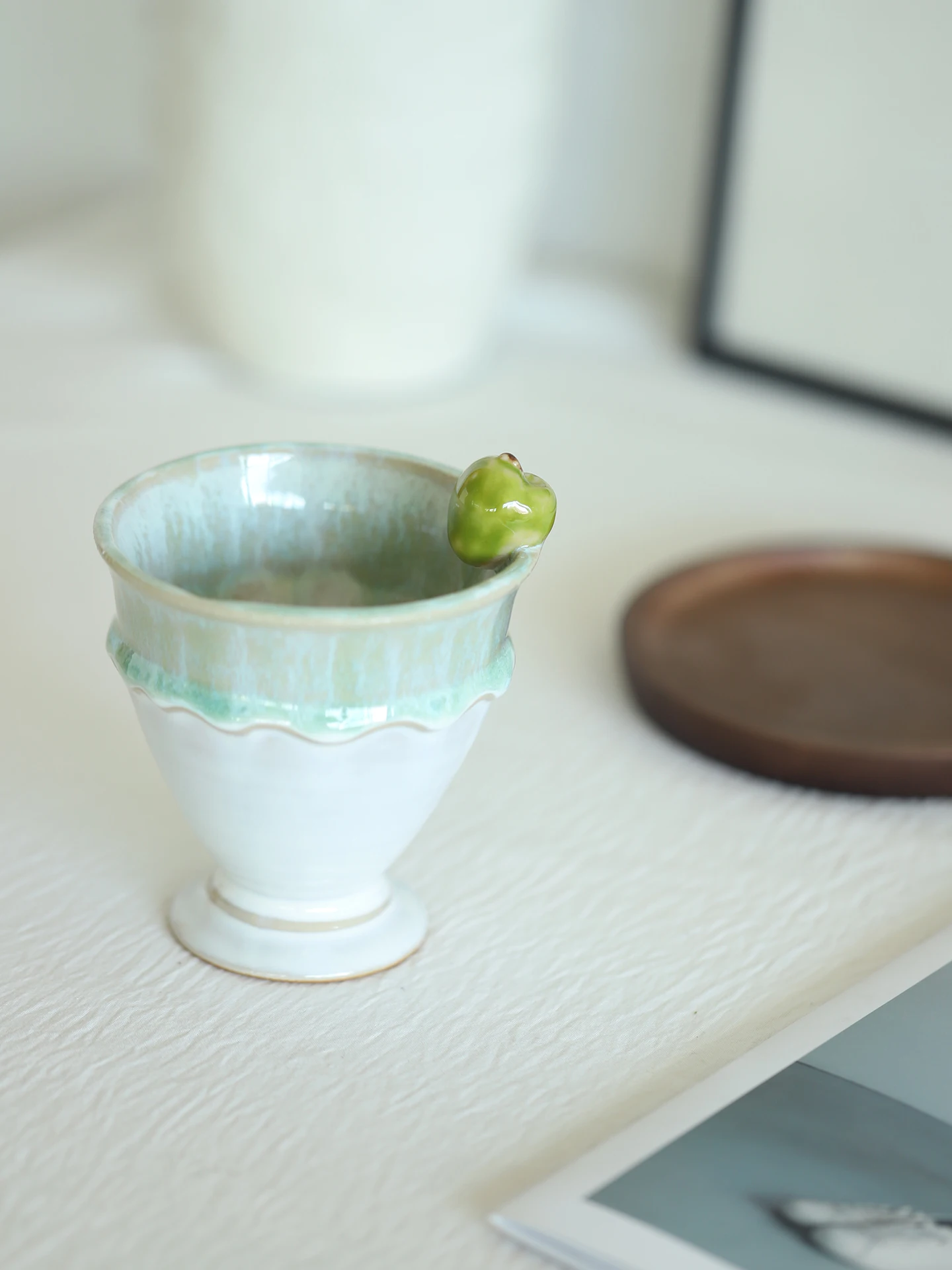 Simple Elegant Ceramic Coffee Cup High Aesthetic Value Vintage Style Small  Handmade Craftsmanship Dishwasher Safe