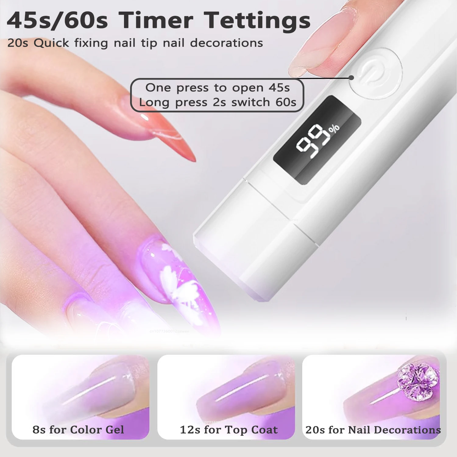 Portable UV LED Nail Light For All Gel Polish Quick Dry USB Nail Dryer Machine Mini Flashlight Pen UV LED Nail Lamp with Stand