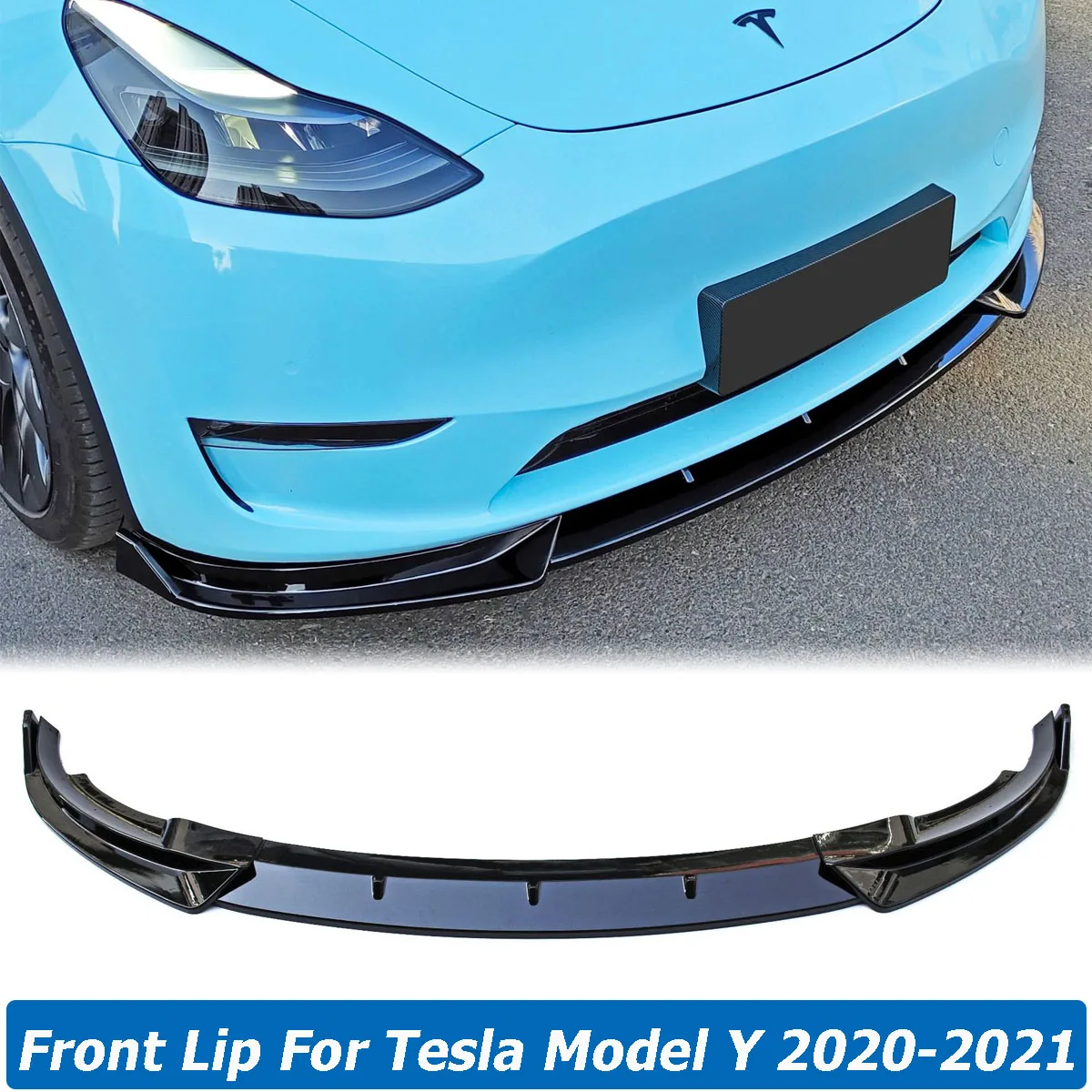 

3PCS Front Bumper Lip For Tesla Model Y 2020-2021 Side Splitters Cover Chin Body Kit Spoiler Guards Deflector Car Accessories