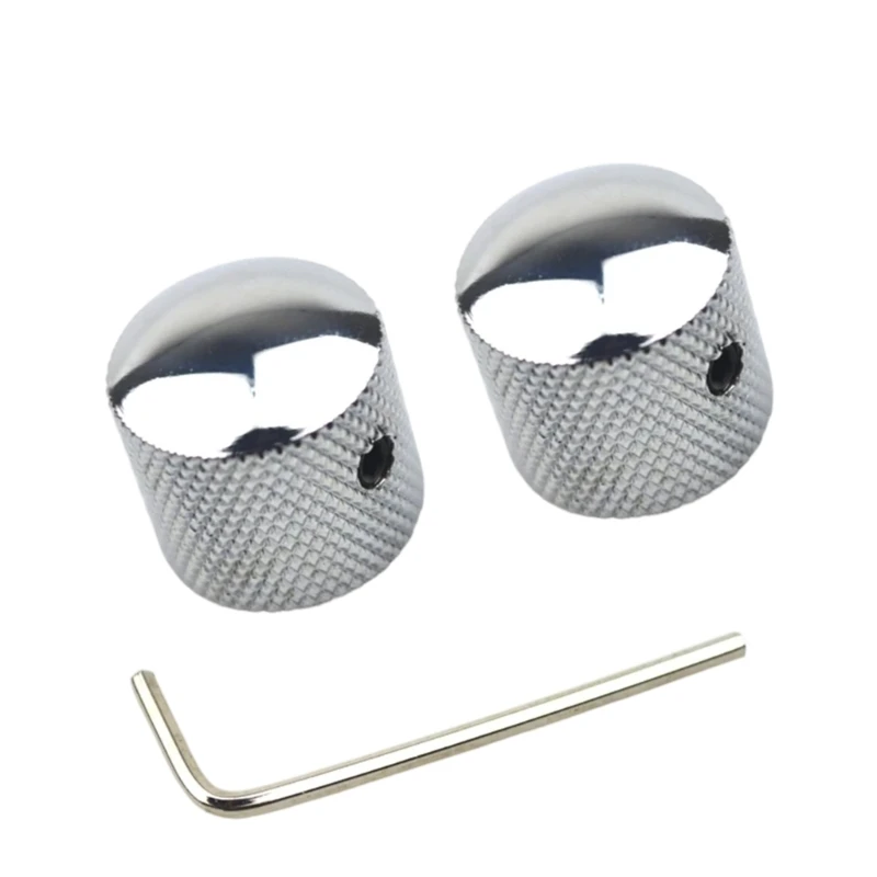 

2Pcs Guitar Bass Knobs with Hole Volumes Tone Knobs Metal Guitar Dome Top Knobs