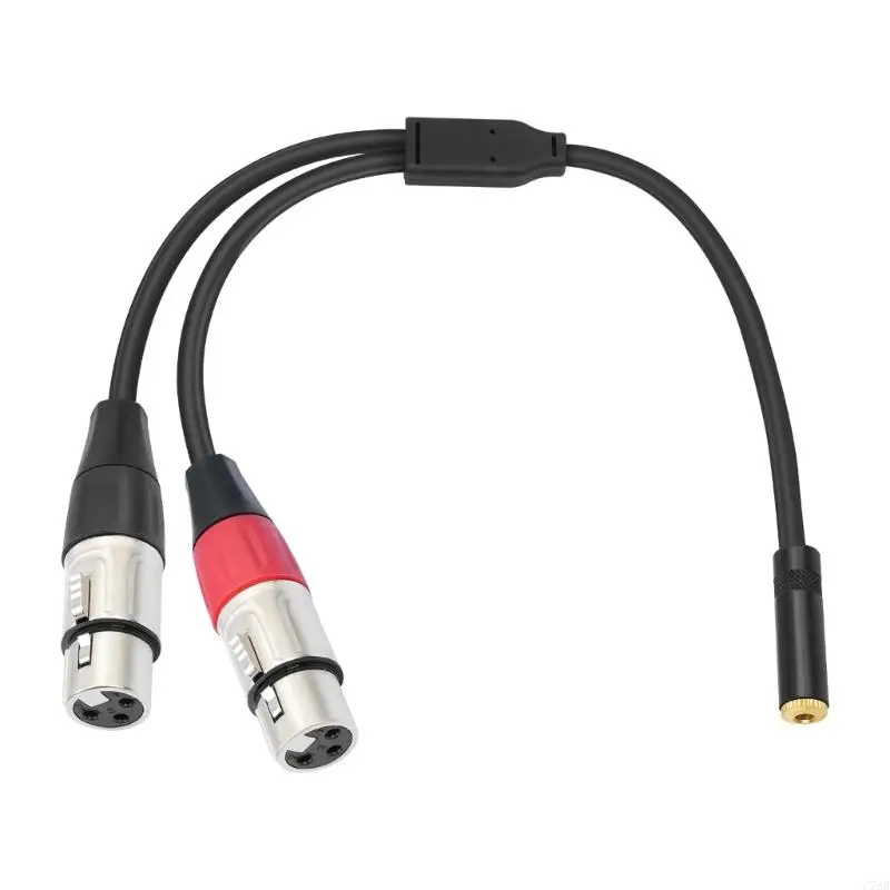 C7AB Quality 3.5mm TRS Female to 2 Female Y Splitter Cable, Balanced Converters with Gold Plate Connectors