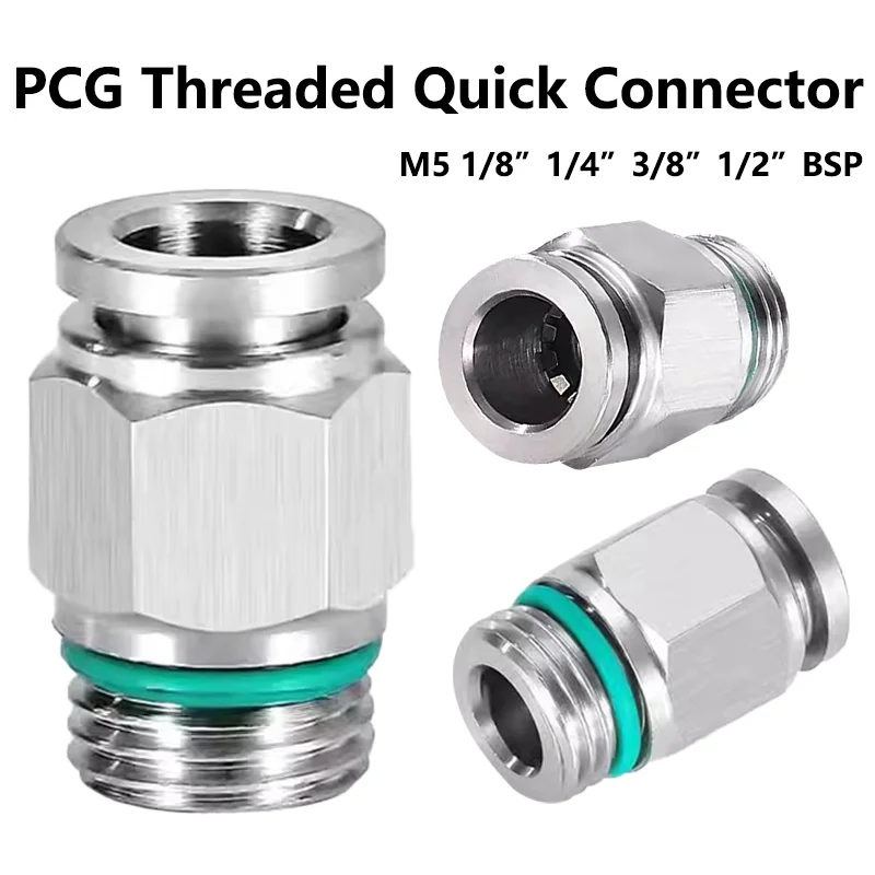 

10 шт. PCG M5 1/8 "1/4" 3/8 "1/2" BSP резьба Пневматический быстрый соединитель 304 резьба из нержавеющей стали труба водяной газ соединитель