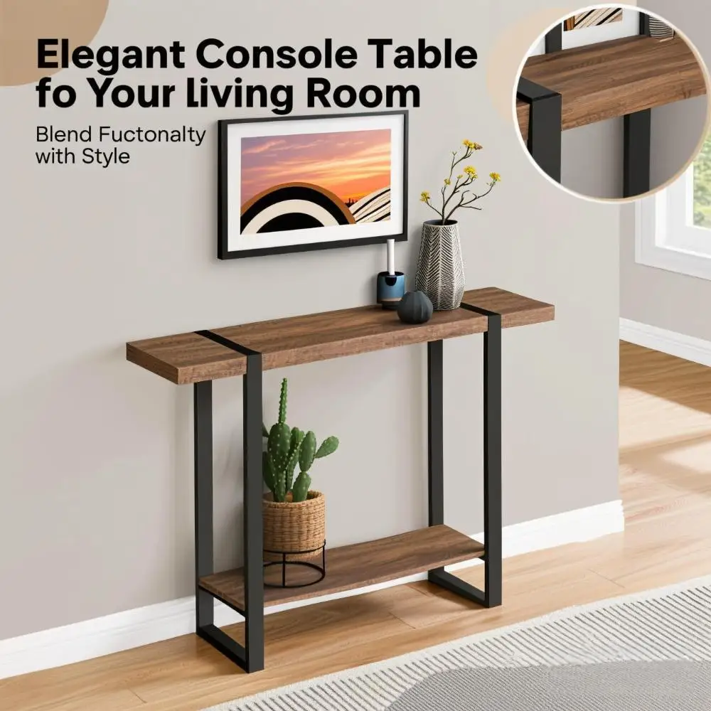 

Двухслойный стол в современном стиле с узкими краями: подходит для гостиных и спален, компактная форма стола.