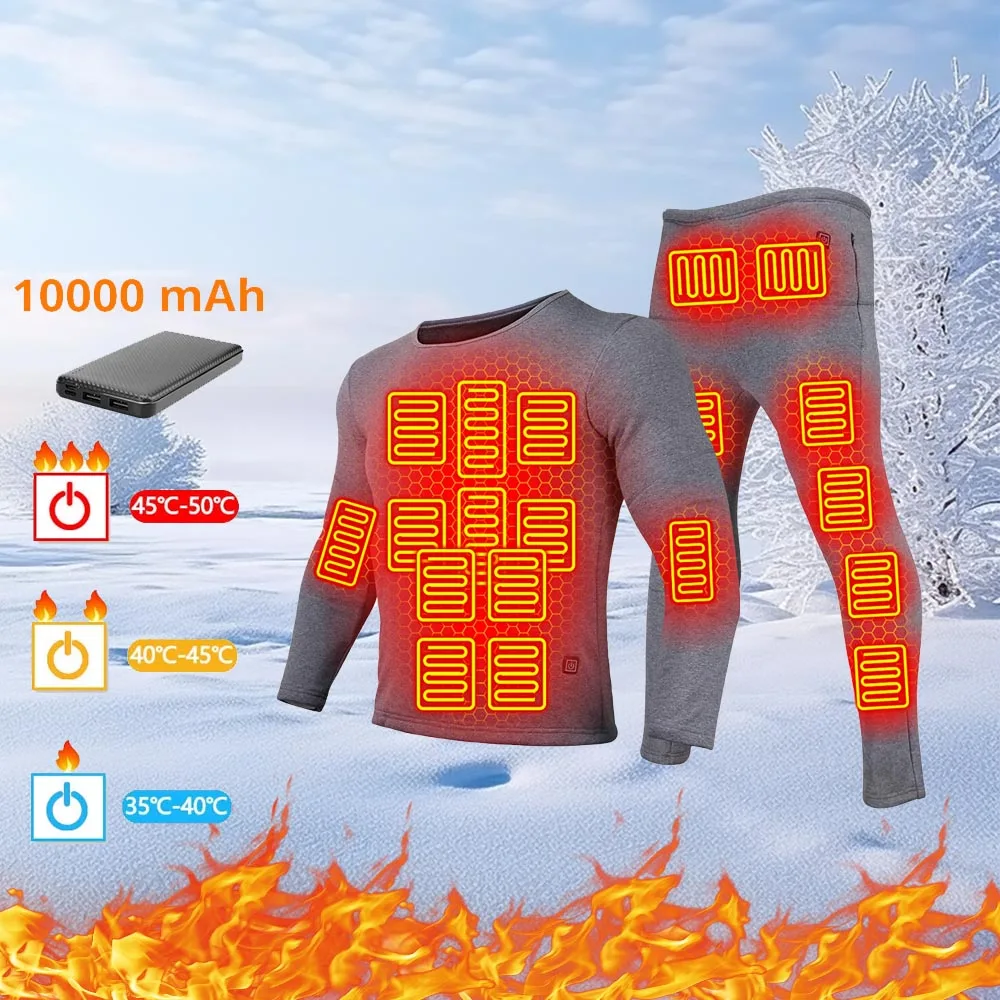 

USB Electric Heating Underwear 28 Areas Hiking Shirts Skiing Suites Tops Pant Men Women Thermal Underwear Heated Winter Clothing
