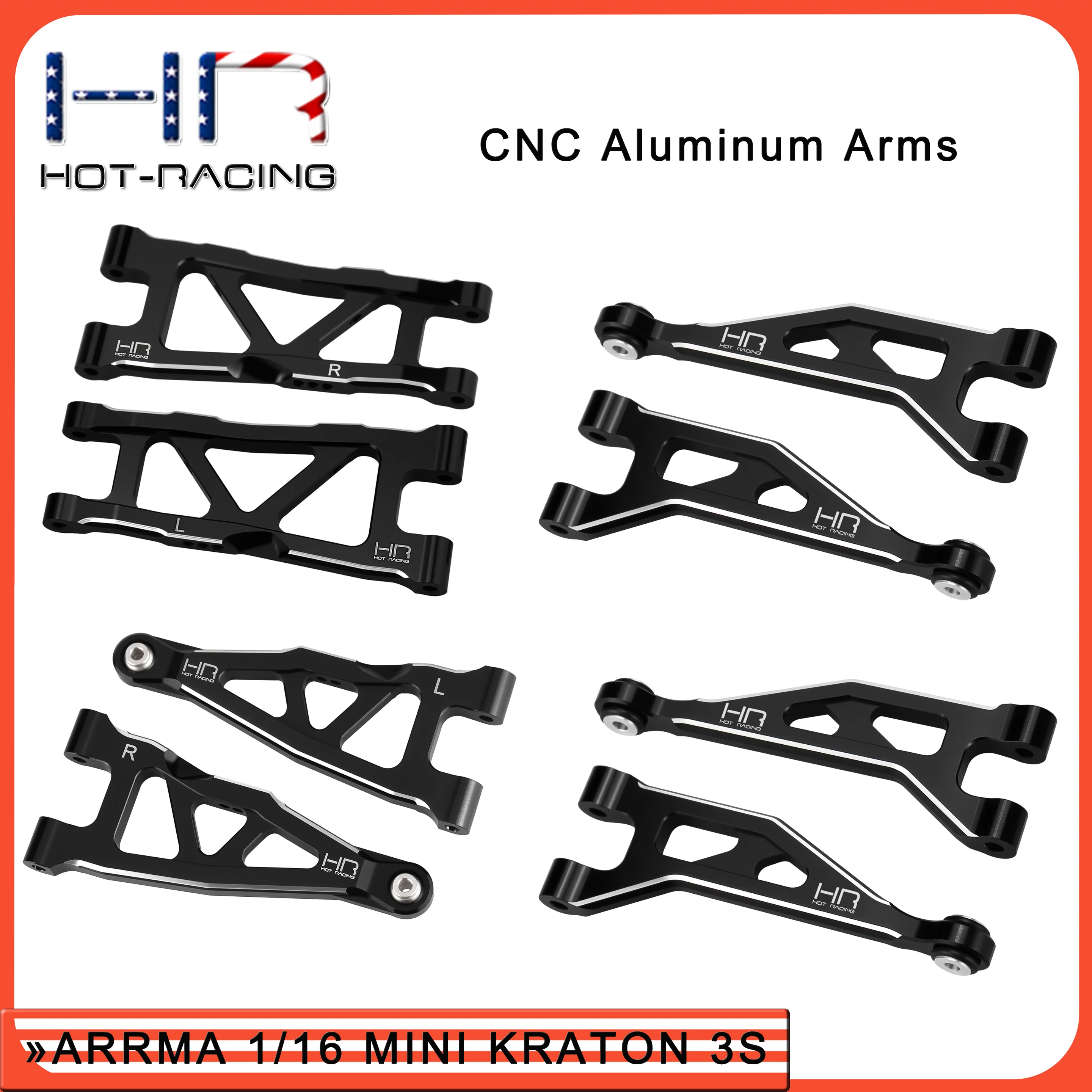 

HR CNC Aluminum Suspension Arm Set (Front & Rear) for ARRMA 1/16 Mini Kraton 3S（ARA2508） Upgrade Parts
