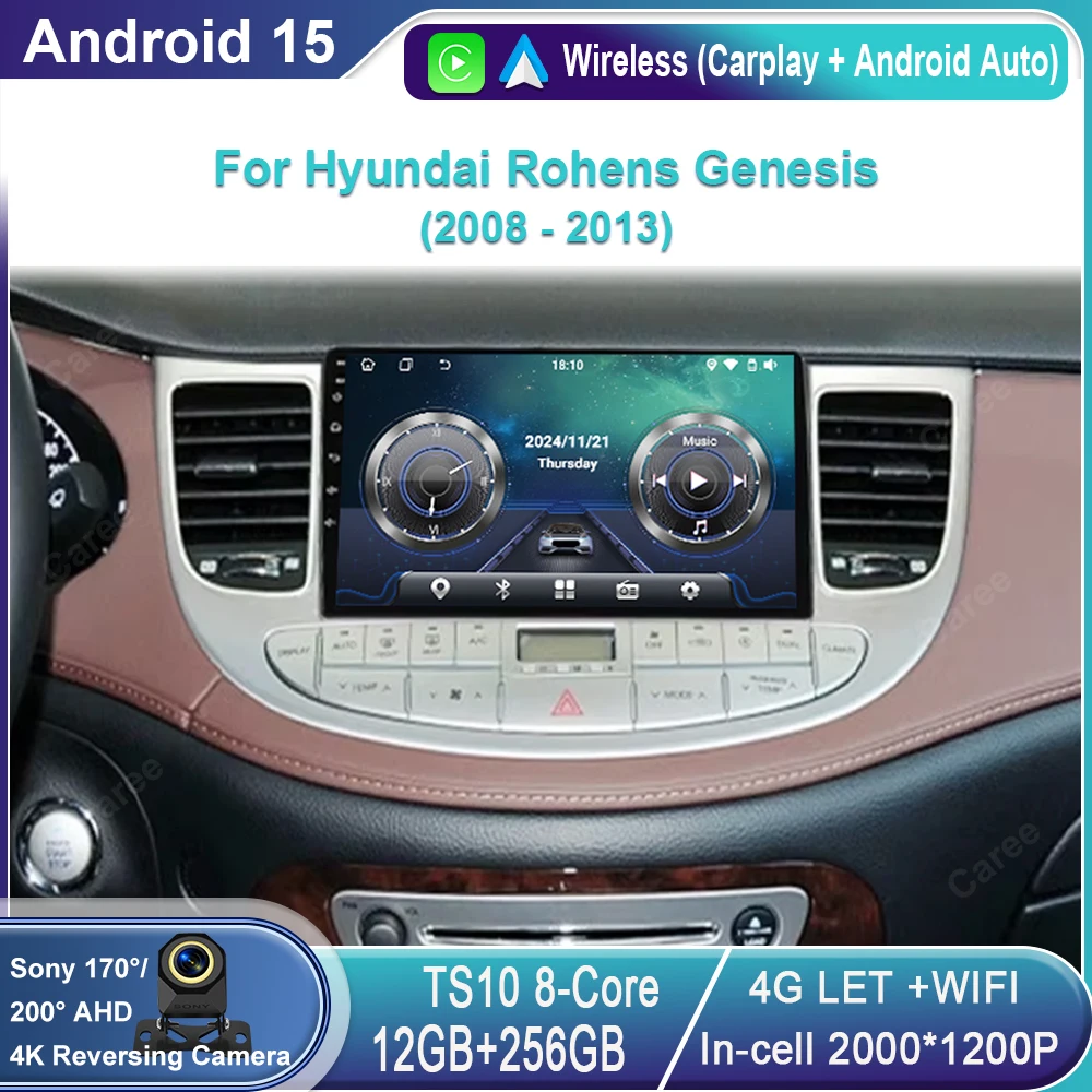 

Android15 video Player One Car Radio DSP QLED Carplay Auto For Hyundai Rohens Genesis 2008 - 2013 Multimedia Dvd GPS Stereo WIFI