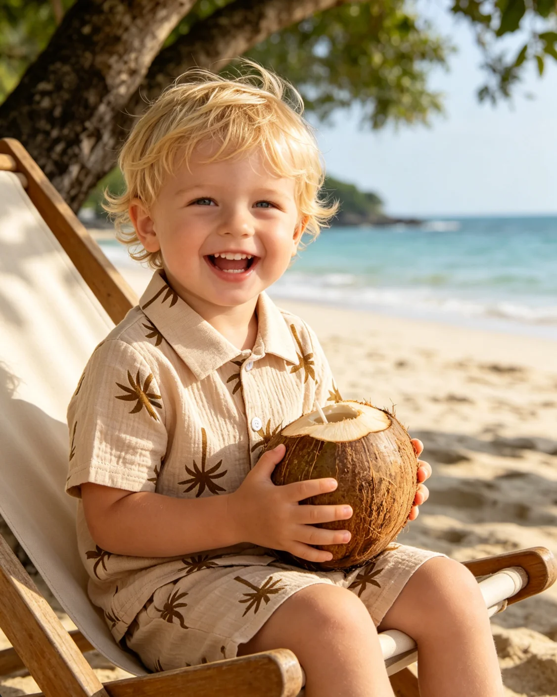 Boys Summer Hawaii Shirt Coconut Palm Print Short Sleeve Top Kids Casual Beach Vacation Baseball Blouse