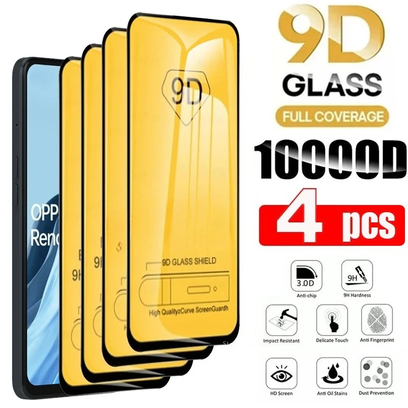 

4PCS 9D Tempered Glass for OPPO Reno 14 Pro Full Cover Anti-Shatter Screen Protectors for OPPO A5 A5 Pro A5x Anti-Scratch Glass
