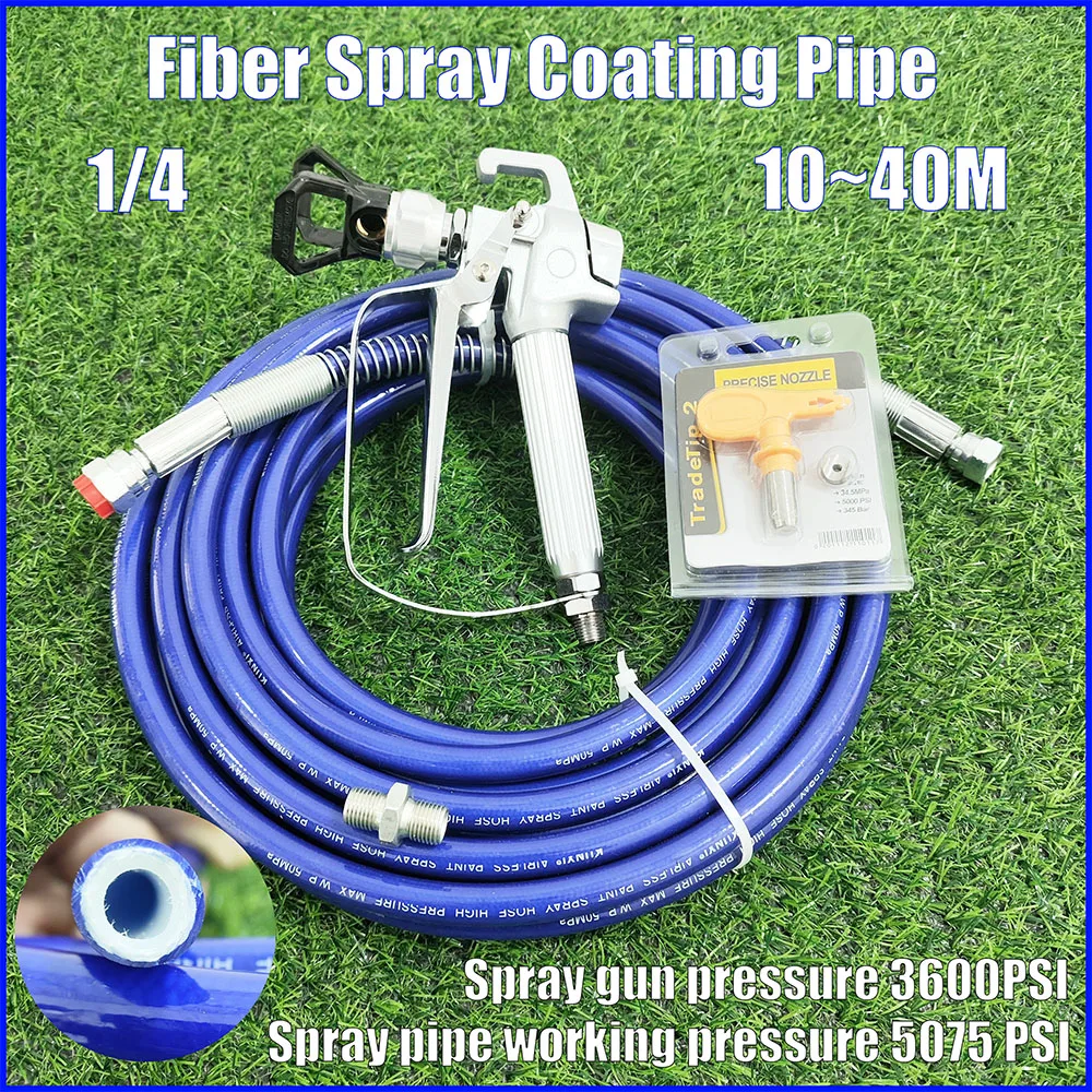 Airless Spray Paint Hose Kit Hose 1/4 BSP 7250PSI High-Pressure Double-layer Fiber Nylon tube, Spray Gun 3600PSI With 517 Nozzle