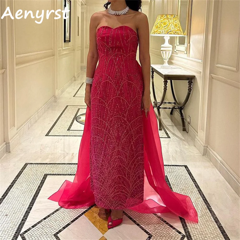 Aenyrst Sweetheart Straight Sequined Vestidos, Sem Alças, Sem Costas, Vestidos de Baile, Tule, Sweep Train, Vestido de festa