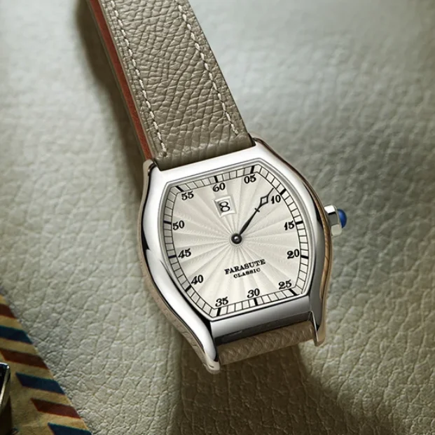 

FARASUTE Men Automatic Watch Pilot 36mm Tonneau Jumping Hour Mechanical Wristwatch Sapphire Waterproof ST17 Mov