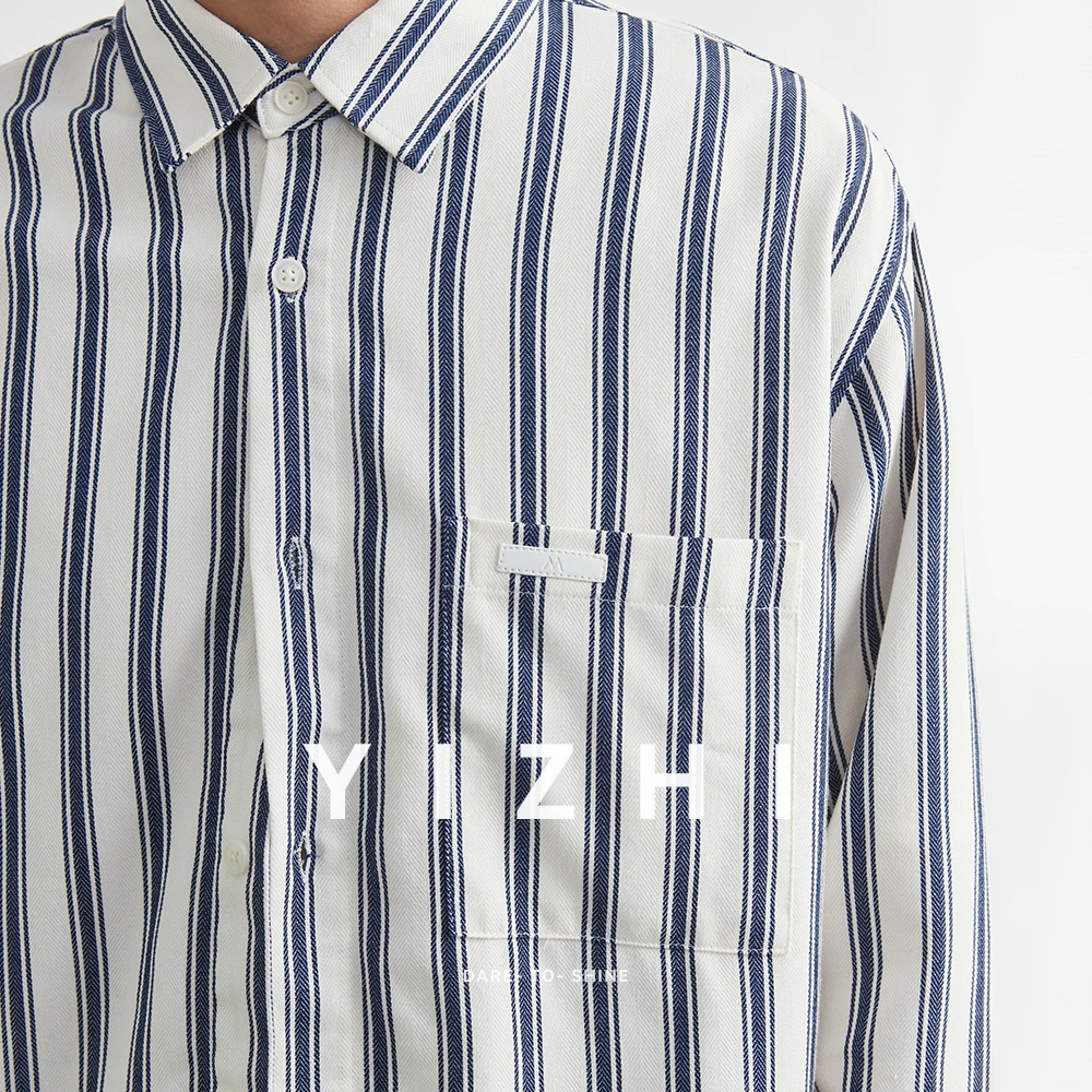 Men's Long Sleeve Striped Shirt 2025 Autumn New Japanese Fashion Youth All-match Casual Shirt Coat Jacket Men's Clothing