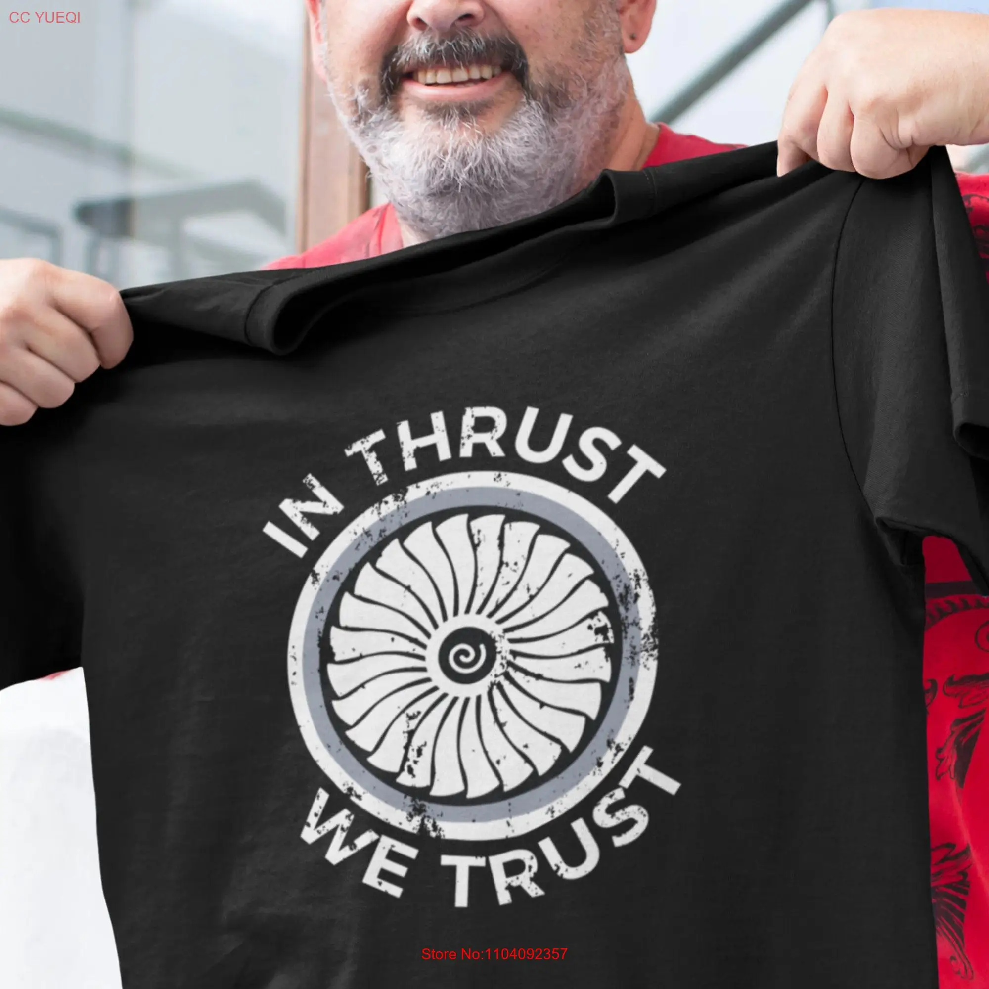 In Thrust We Trust Jet Airplane Engine Aircraft Turbine Pilot s for Him and Her Vintage Flying T Shirt