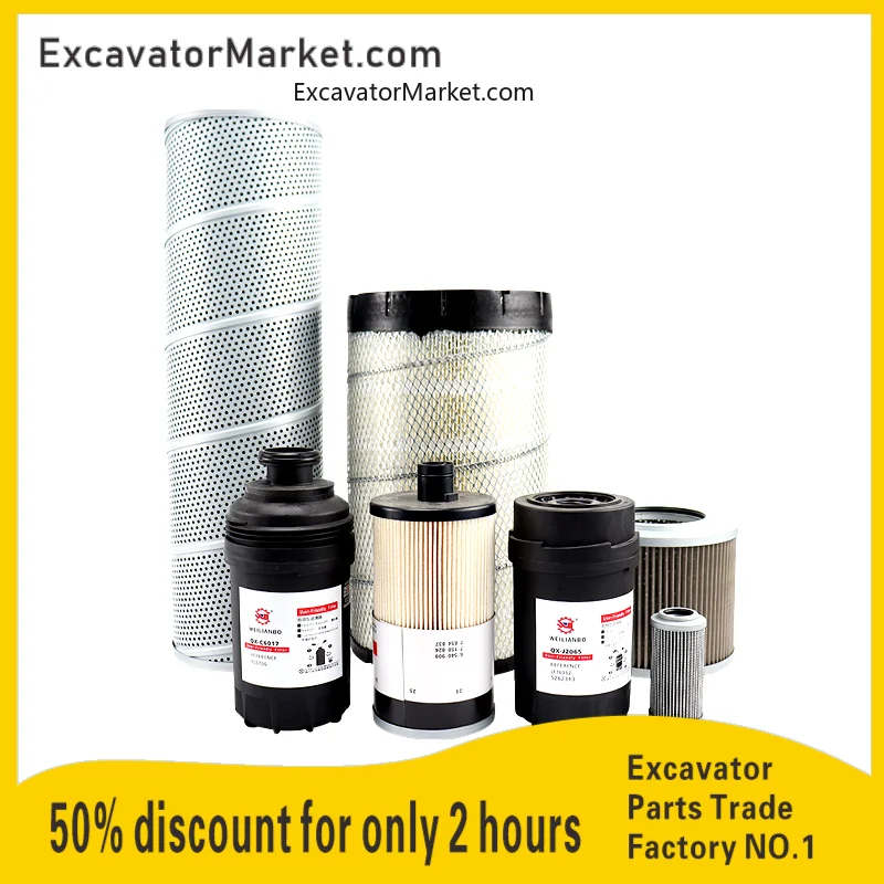 For Longgong LG 135 150E Excavator Oil Diesel Air Filter Oil Water Paper Diesel Filter Maintenance Filter Excavator Spare