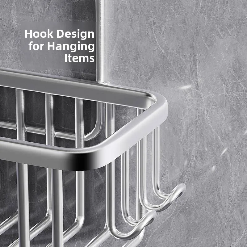 Bathroom Shower Head Holder No Drilling Required Bath Room Organizer for Shower Gel Hair Shampoo Basket Water Hanging Rack