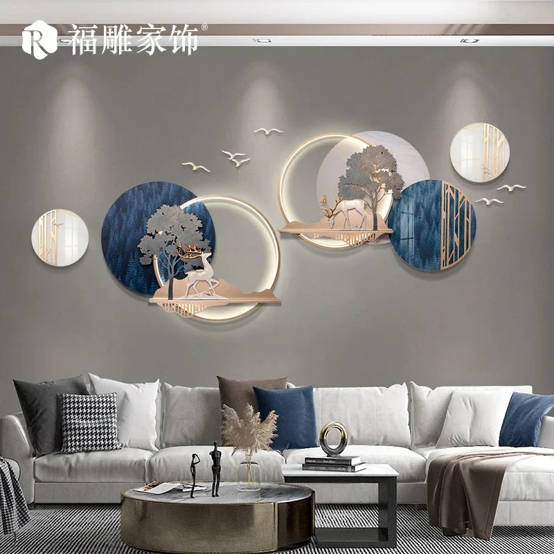 

Nordic Wrought Iron Round Landscape Wall Painting Office Store Club Wall Mural Decoration Home Livingroom Wall Sticker Ornaments