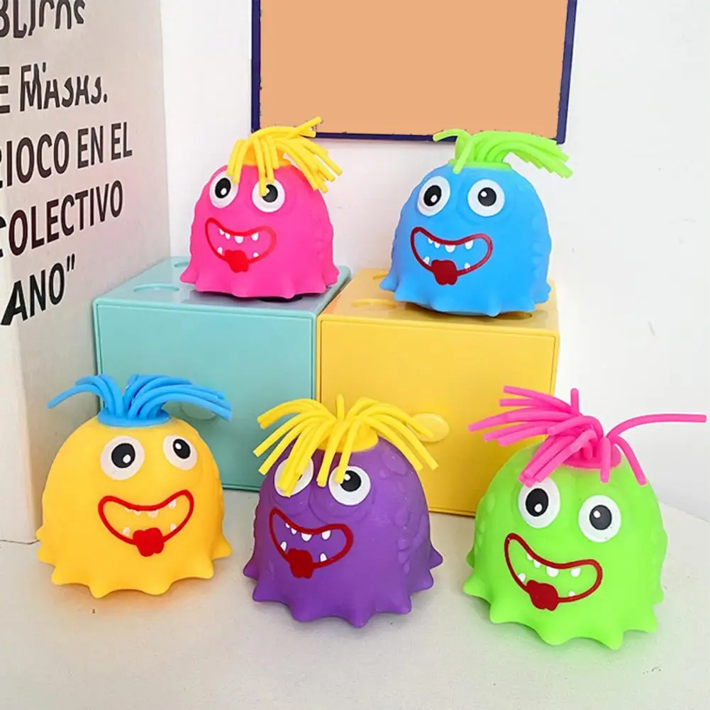 Deform-resistant Squishes Toy Colorful Demon Squish Toy Funny Stress Relief Fidget for Kids Adults Cute Hair-pulling