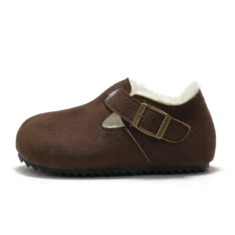 

Детские зимние хлопковые туфли, теплая Нескользящая повседневная обувь для мальчиков и девочек, утепленная мягкая детская обувь с резиновой пряжкой в стиле ретро