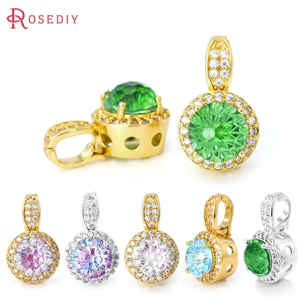 

2PCS High Quality 18K Gold Color Brass Zircon Round Spacer Beads Bracelets Necklaces Pendants Connector Charms Snap Clip Clasps