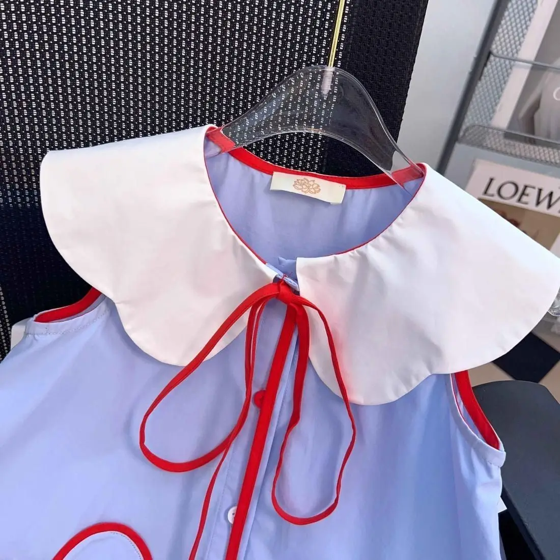 Vestido de verano sin mangas con cuello de loto para niñas, camiseta sin mangas con cordones, 2-12 años