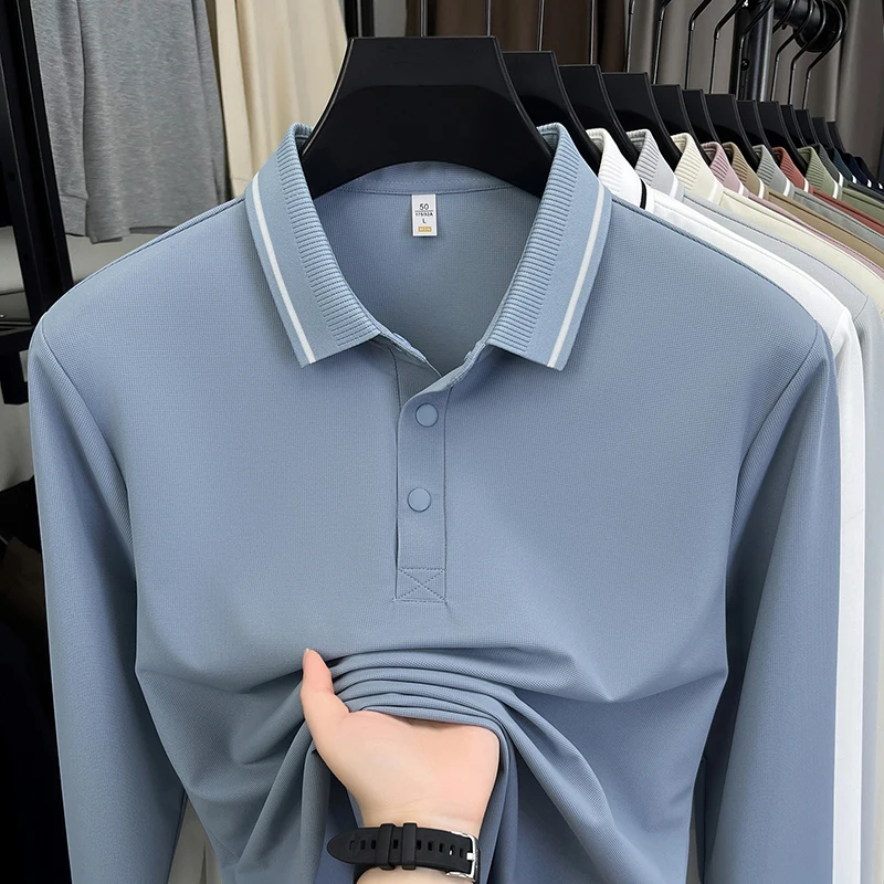 

Высококачественная брендовая мужская рубашка-поло с длинными рукавами осенняя модная простая полосатая оригинальная дизайнерская роскошная повседневная футболка для гольфа