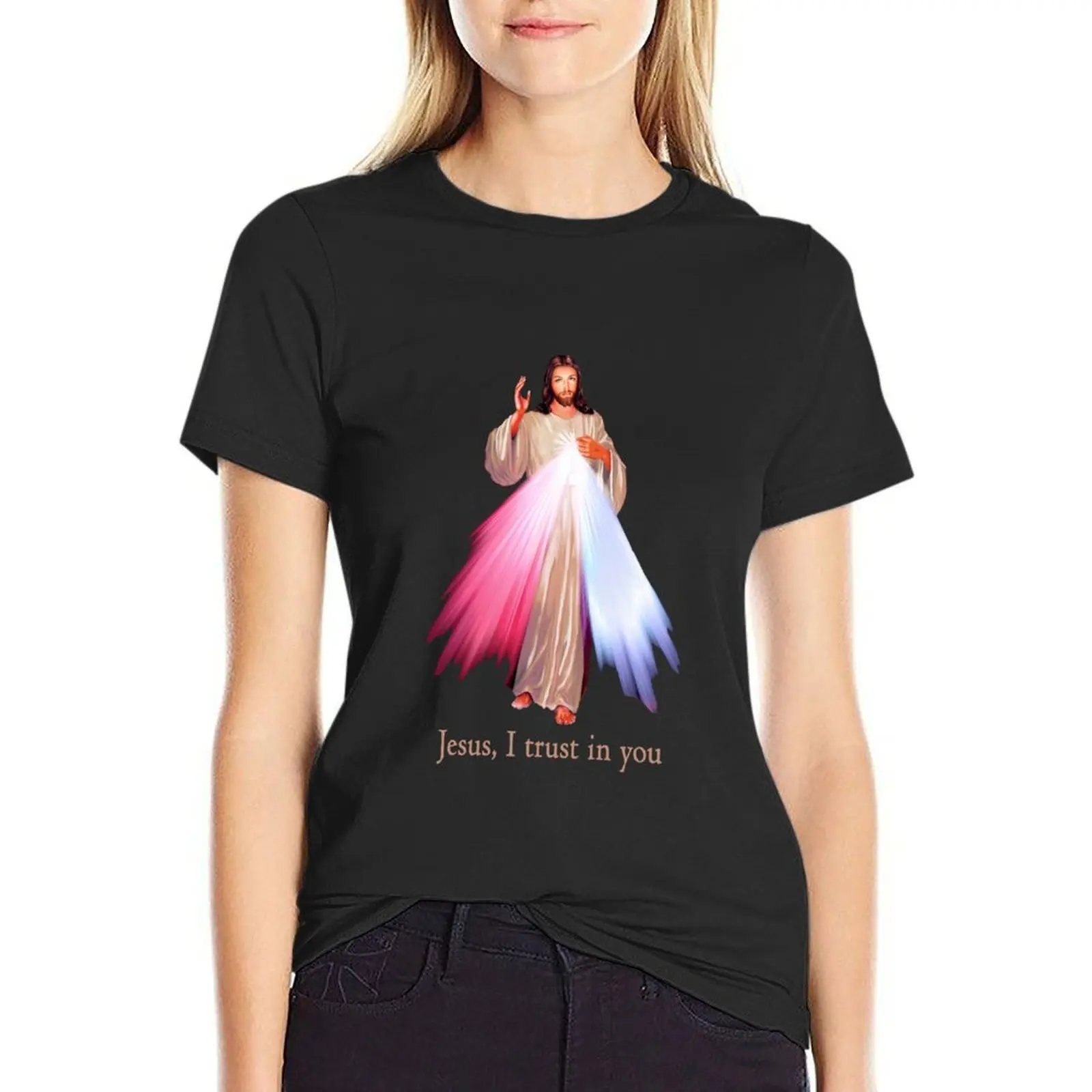 Jesus I trust you Divine Mercy Image (transparent background design) T-Shirt vintage anime clothes ariat shirts for Women