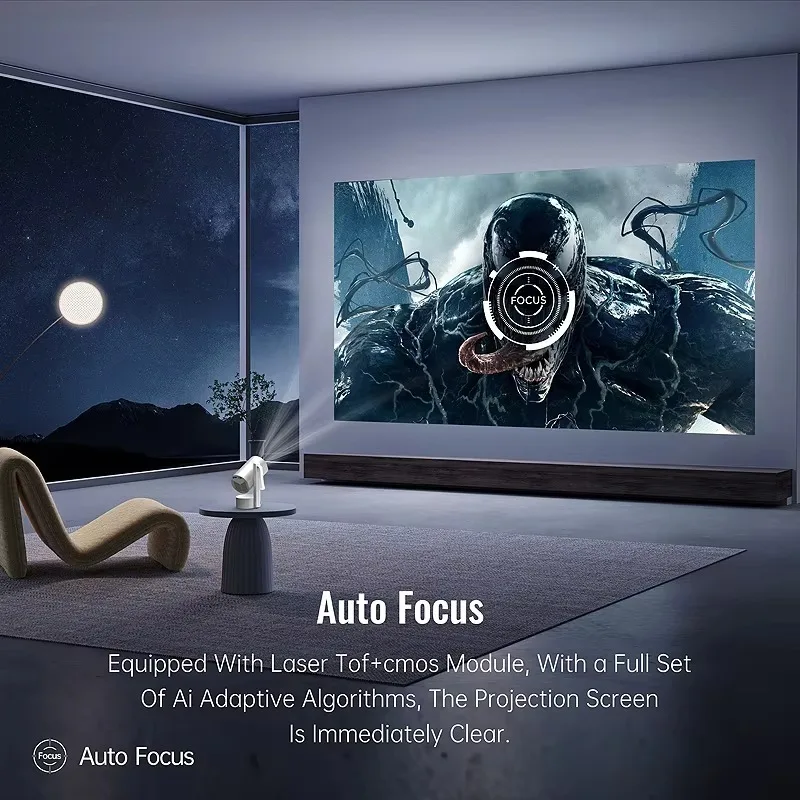 Outdoor 6000mAh Rechargeable Mini Proyector 1080P 4K 250ANSI Portable Smart Android 13 Video Projector Build-in Battery