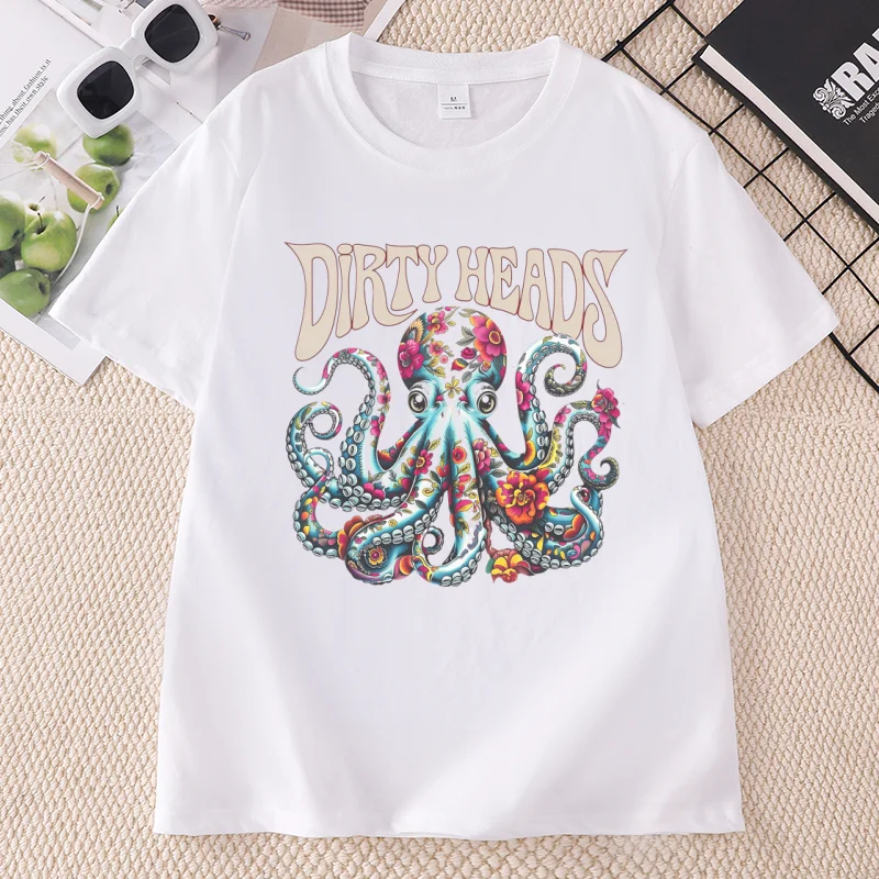Dirty Heads Octopus T-Shirt Men Women Cotton Round Neck Printed Tshirt Casual Short-sleeve T Shirt Comfortable Clothing