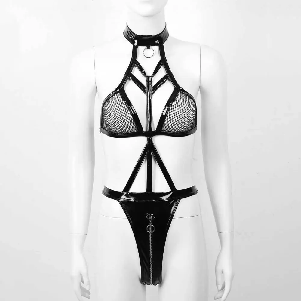 Slim Fit Halter Neck Pornographic Backless Lady Bodysuit for Romantic Night