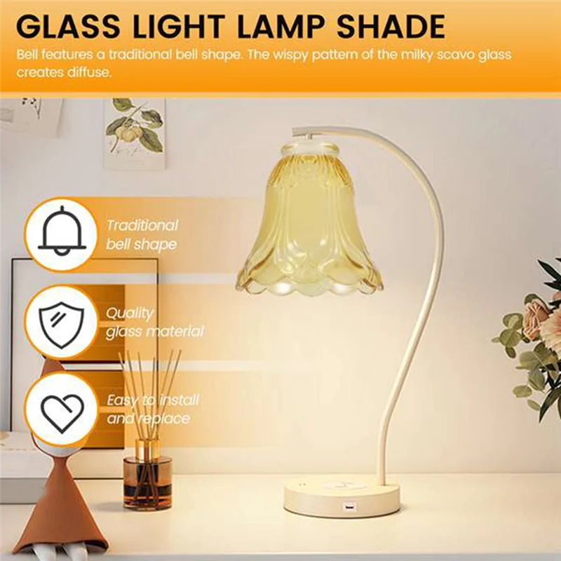 

B45C 2 Piece Set Frosted And Clear Glass Ceiling Fan Chandelier Light Lamp Shade Replacements