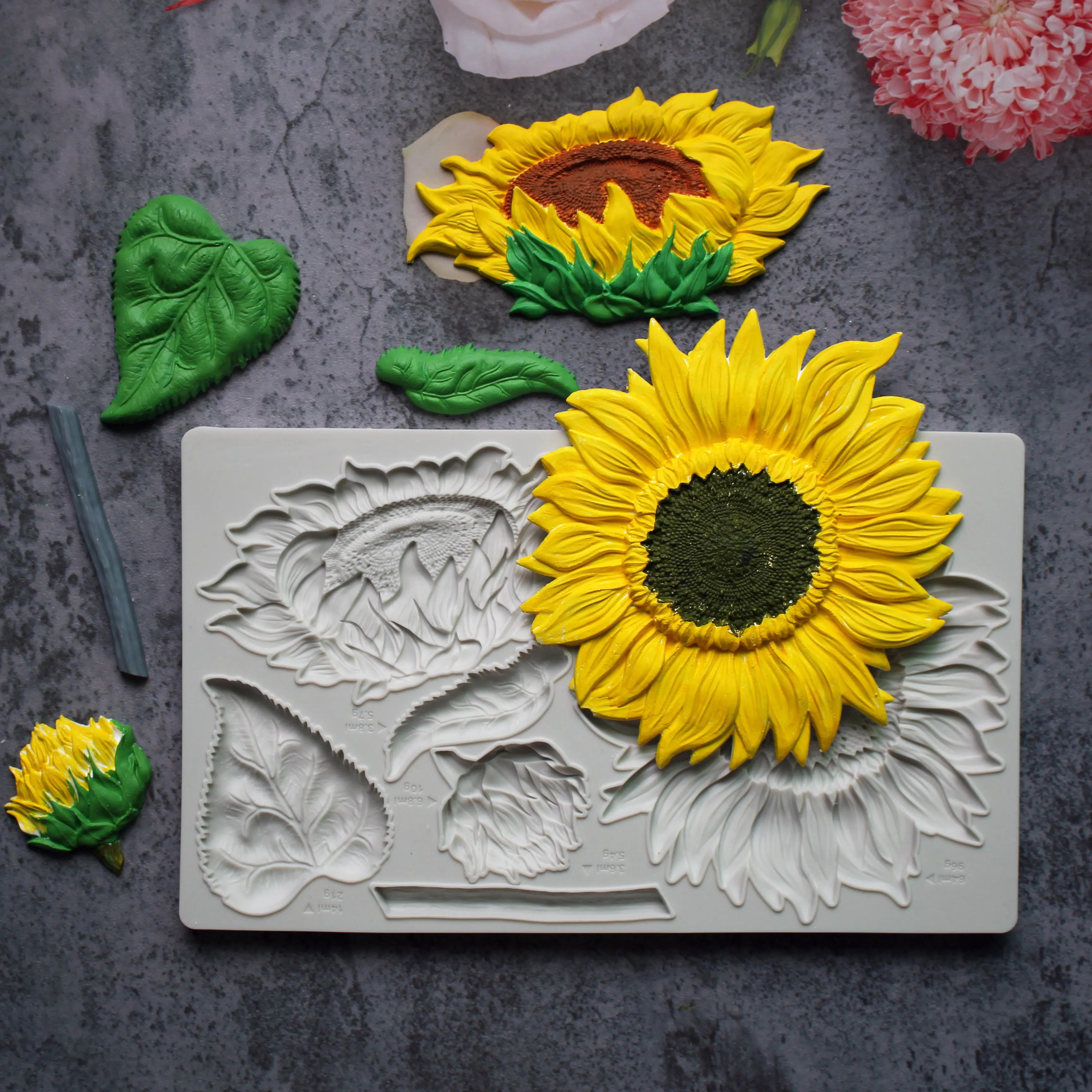 Sunflowers Wedding Decoration Silicone Mold Fondant Cake Tool Gumpaste Sugarcraft Chocolate Forms Bakeware Tools