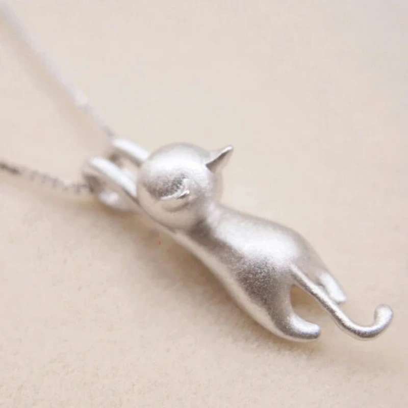 Lustige Mädchen niedlichen Tiers chmuck hochwertige Mode Cartoon Katze Sterling Silber Farbe Halsketten für Frauen Anhänger Schmuck
