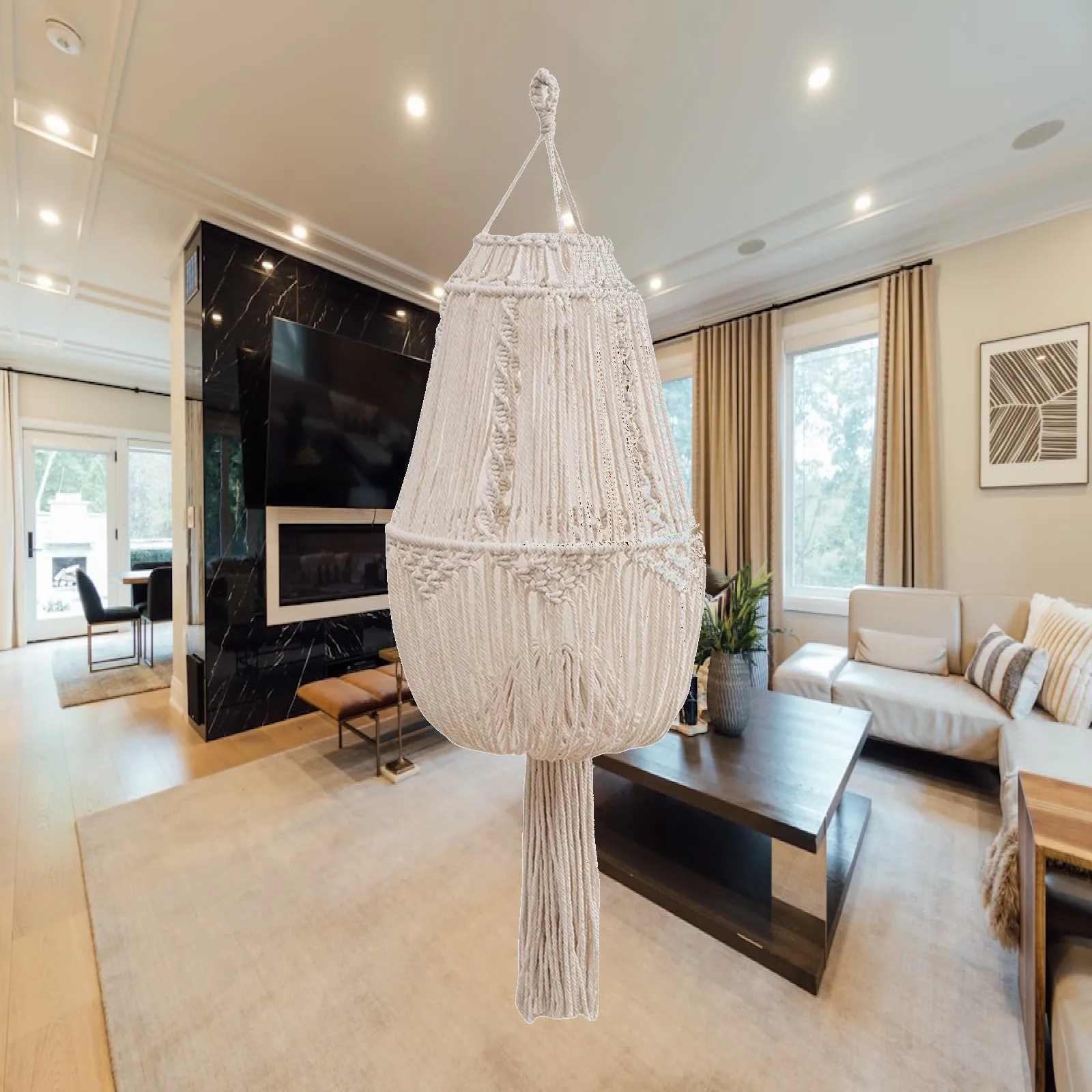 Modern Bohemian Lamps Shade Tassel Style Hanging Pendant Light Cover for Office Wedding Party Decor