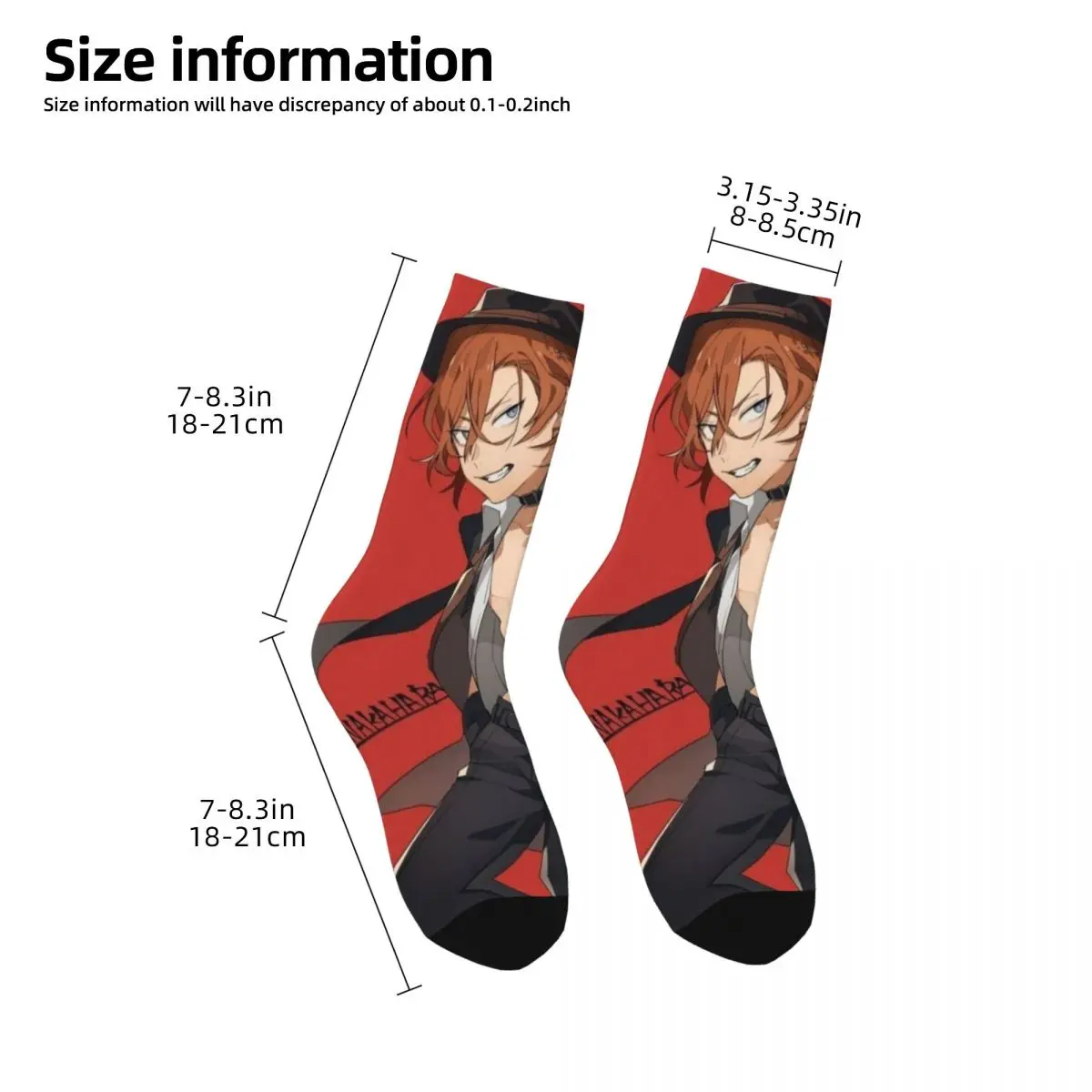 Bungou Stray Dogs Wan Anime Chuuya Nakahara Men Women Happy Socks Cycling Novelty Spring Summer Autumn Winter Stockings Gift