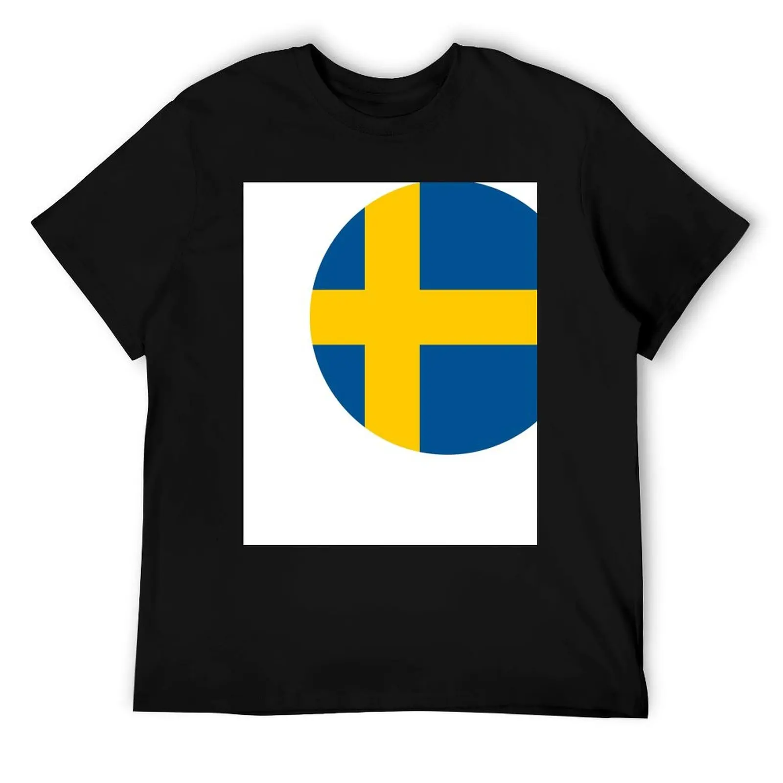 

Sweden Swedish Flag Round T-Shirt mens graphic t shirts cotton t shirt pack man t shirts high quality luxury brand T-Shirt