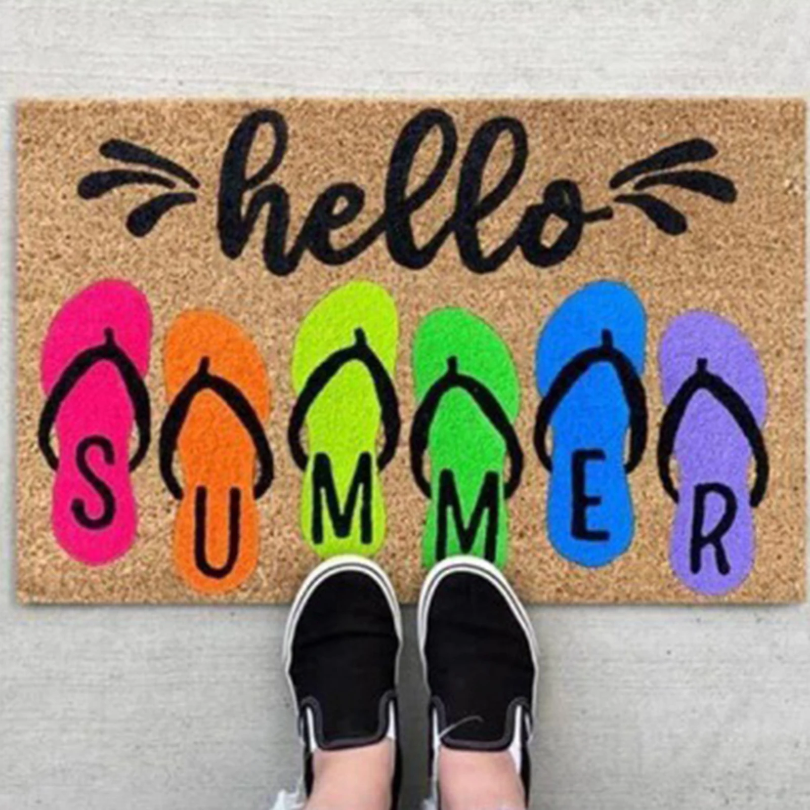 Non Slip Welcome Door Mats Stain-Resistant Anti-Slip Foot Summer Door Mat for Outside Entry Yard