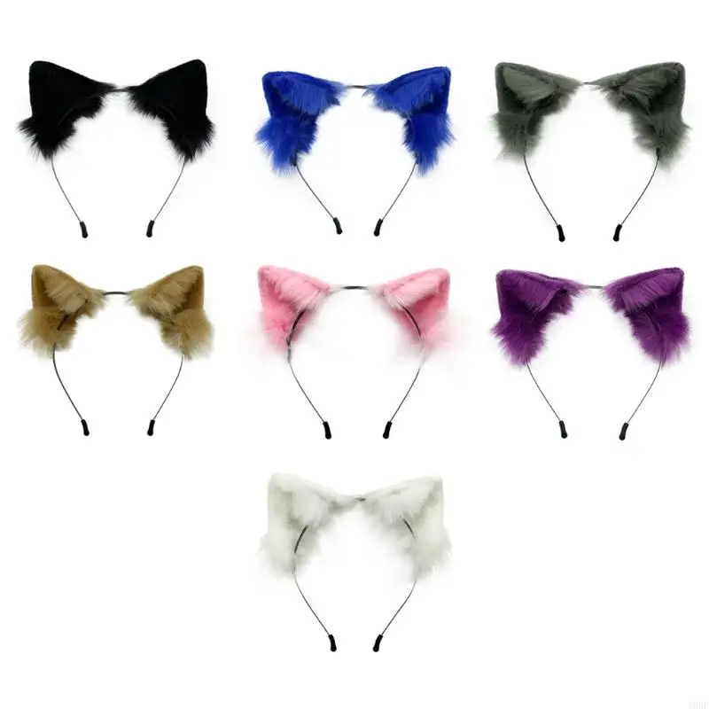 

A9BF Animal Ear Hair Hoop Soft for Cat Ears Headwear Furry Kitten Ears Headband Headpiece Anime Fancy Dress Photo Props